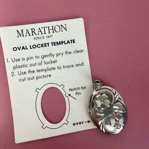 Marathon Sterling Silver Floral Engraved Locket Pendant